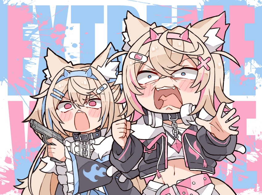 fuwawa abyssgard and mococo abyssgard (hololive and 1 more) drawn by kukie-nyan
