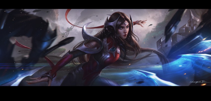 irelia (league of legends) drawn by chengwei_pan