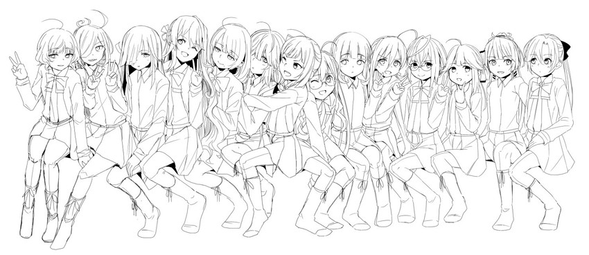 naganami, akigumo, kiyoshimo, makigumo, yuugumo, and 9 more (kantai collection) drawn by moti_coi