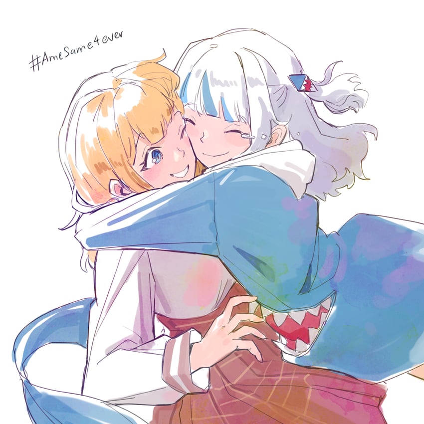 gawr gura and watson amelia (hololive and 1 more) drawn by khoaphan96