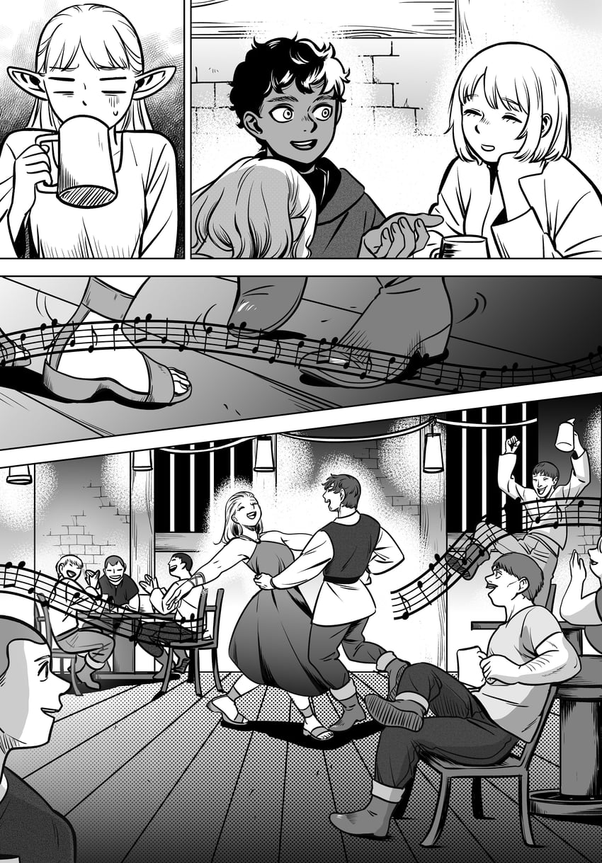 marcille donato, falin touden, mithrun, and kabru (dungeon meshi) drawn by shindo9600