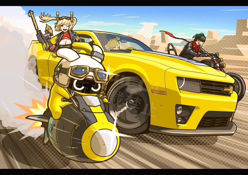 burnice white, lighter, piper wheel, and rocketboo (zenless zone zero) drawn by sumakun