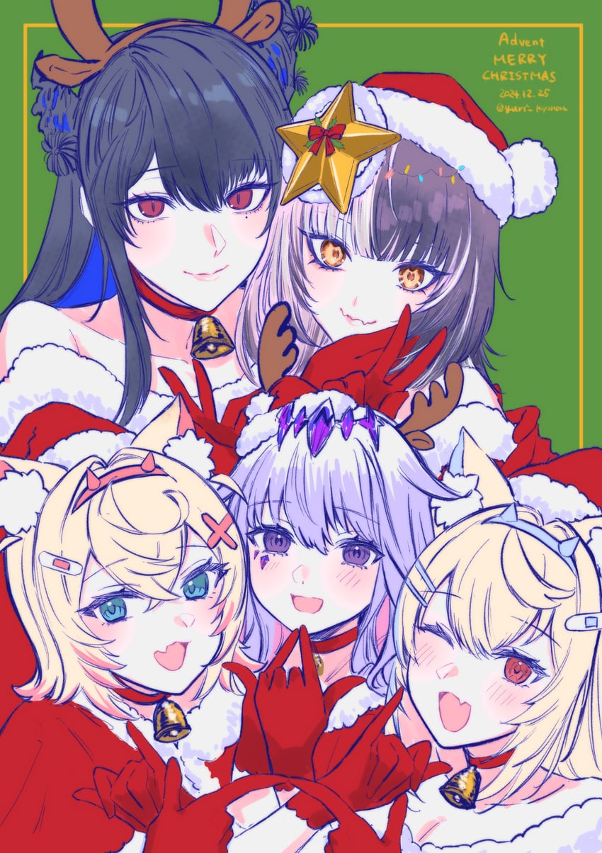 shiori novella, nerissa ravencroft, fuwawa abyssgard, mococo abyssgard, and koseki bijou (hololive and 1 more) drawn by yuri_kyanon