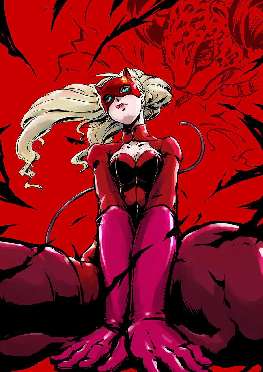 takamaki anne and panther (persona and 1 more) drawn by yoruhasu_gekkei