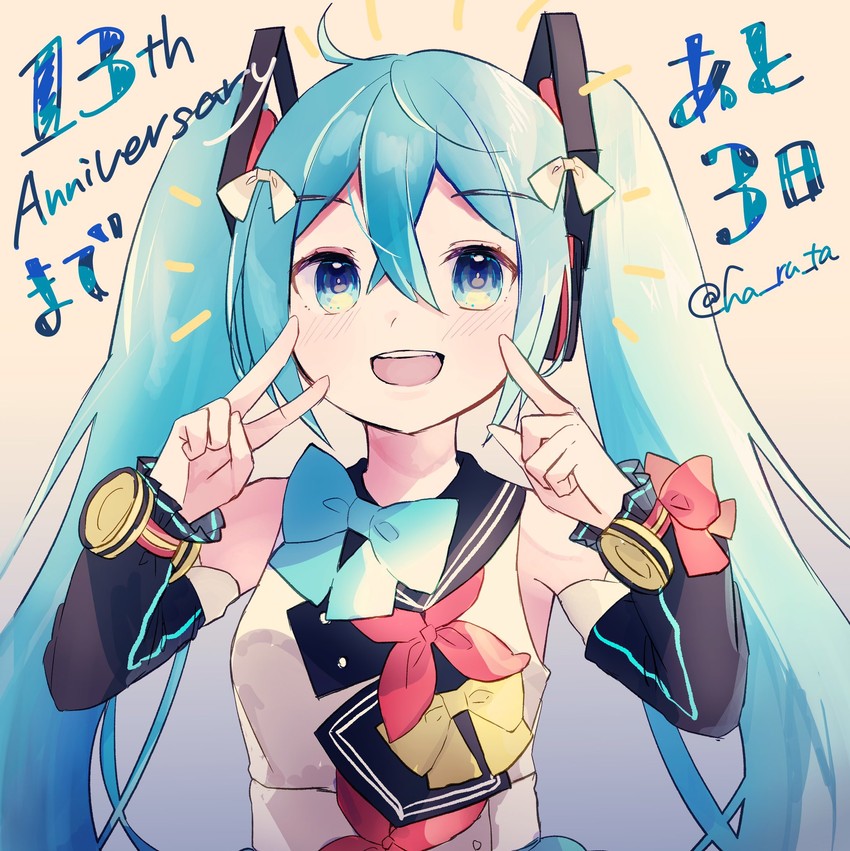 hatsune miku and magical mirai miku (vocaloid and 1 more) drawn by haruta_(user_dndp3458)