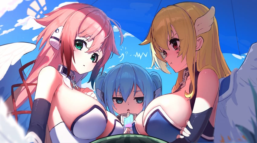 ikaros, nymph, and astraea (sora no otoshimono) drawn by koml_(a984723629)