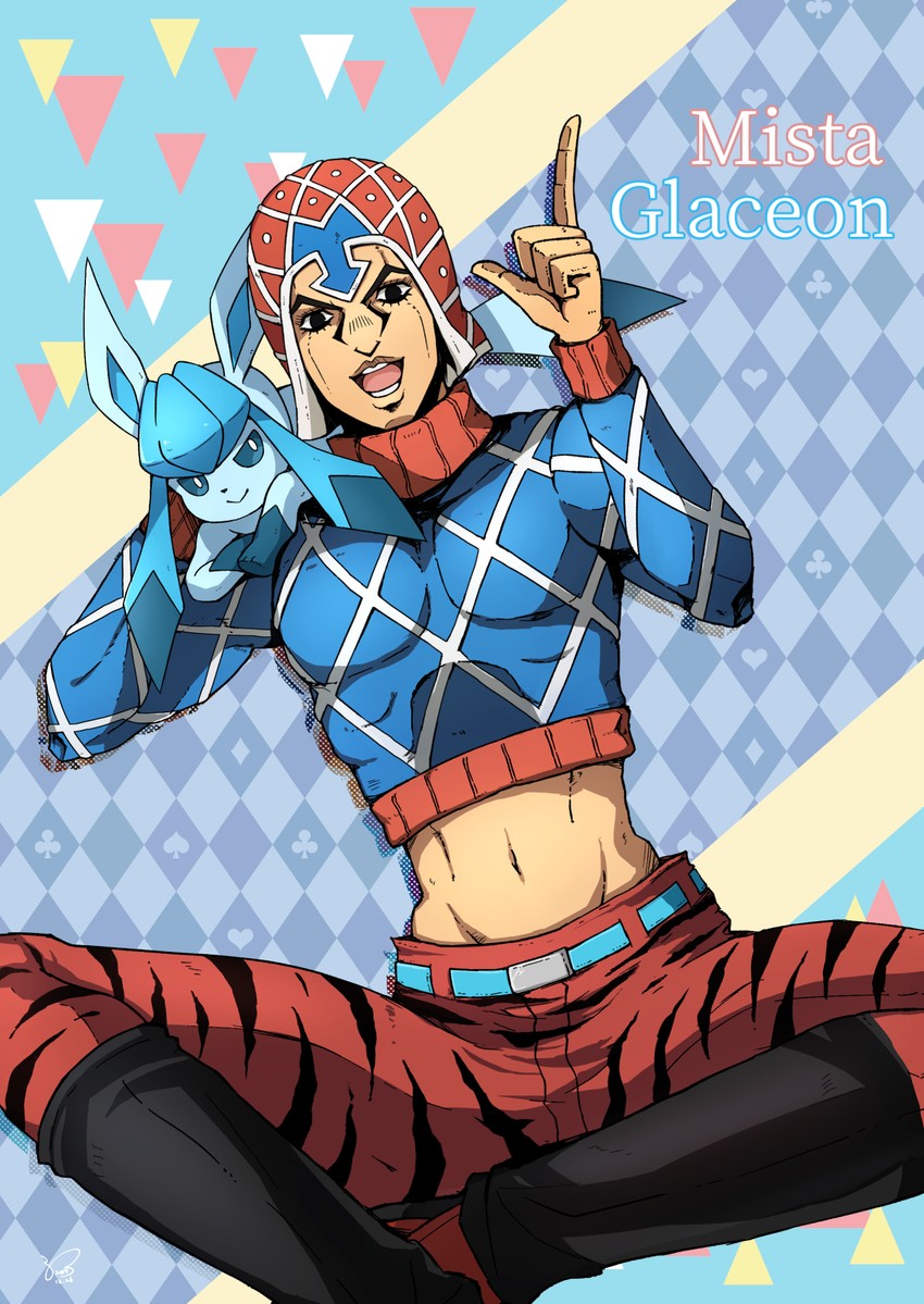 glaceon and guido mista (pokemon and 2 more) drawn by kogawa_(kris_386k)
