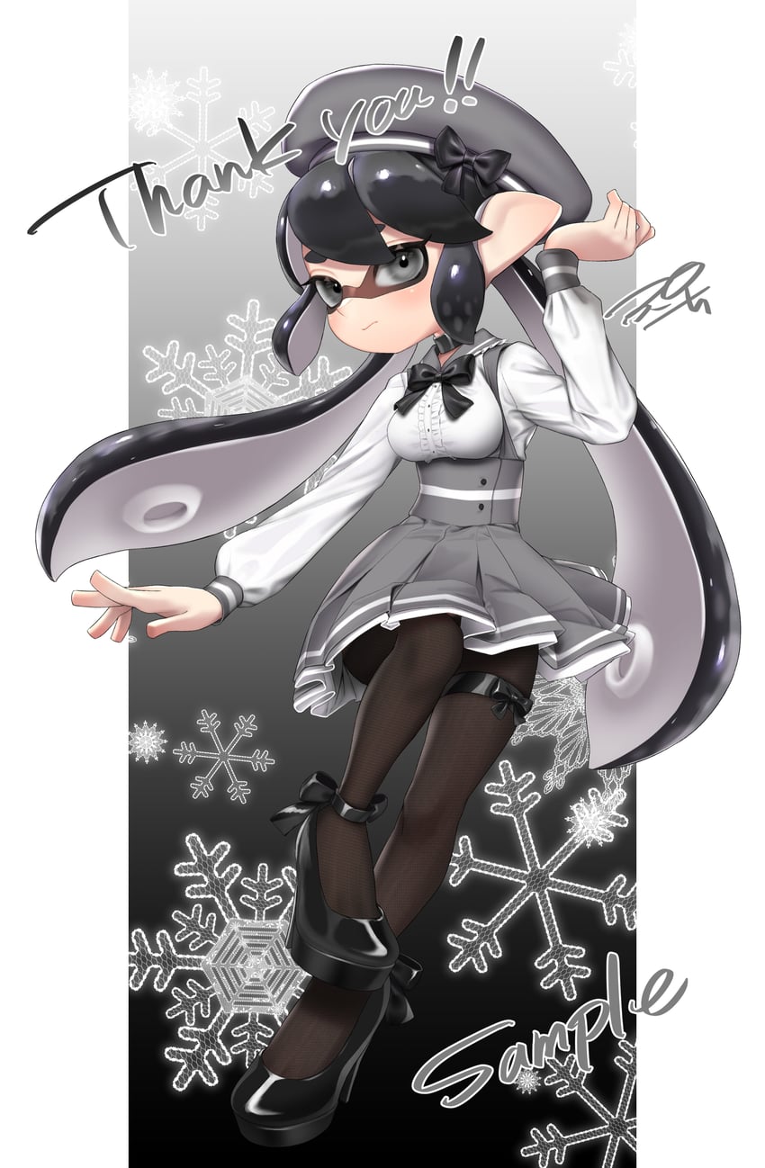 inkling player character and inkling girl (splatoon) drawn by puchiman