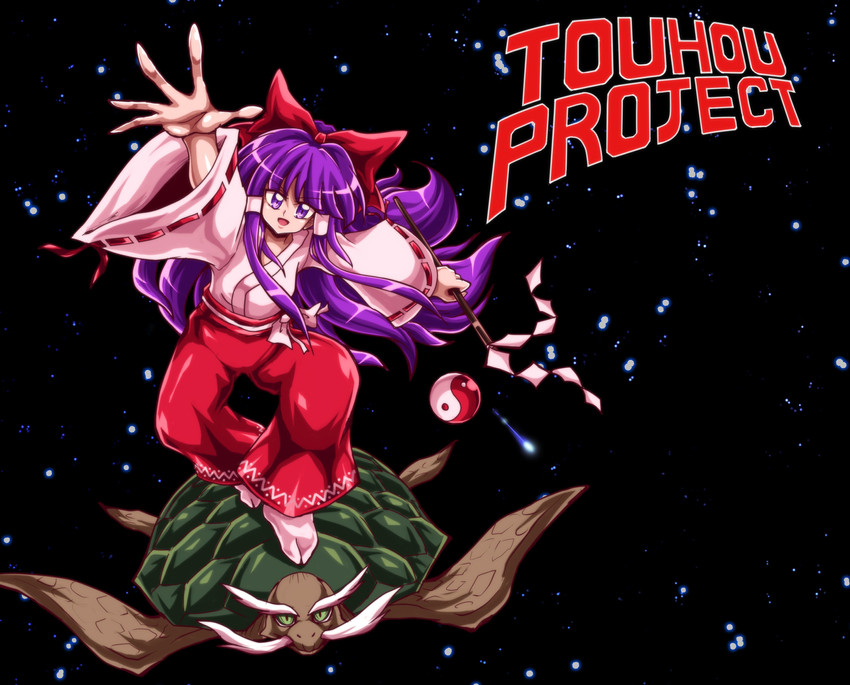 hakurei reimu, genjii, and silver surfer (touhou and 2 more) drawn by kazakome