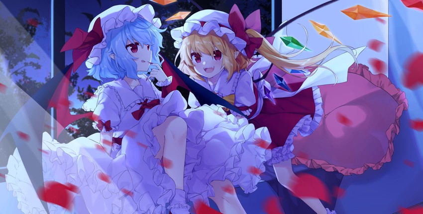 remilia scarlet and flandre scarlet (touhou) drawn by poppy_(poppykakaka)