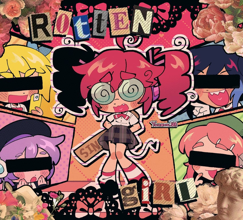kasane teto, akita neru, utane uta, momone momo, and yokune ruko (vocaloid and 2 more) drawn by yanana_ua