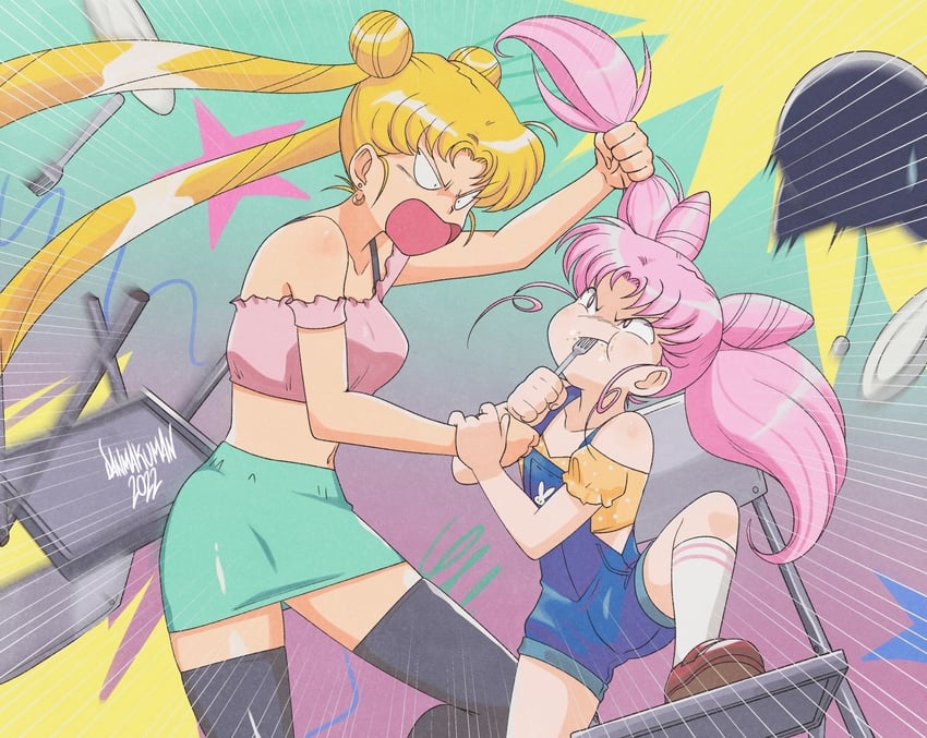 tsukino usagi, chibi usa, and luna-p (bishoujo senshi sailor moon and 1 more) drawn by danmakuman