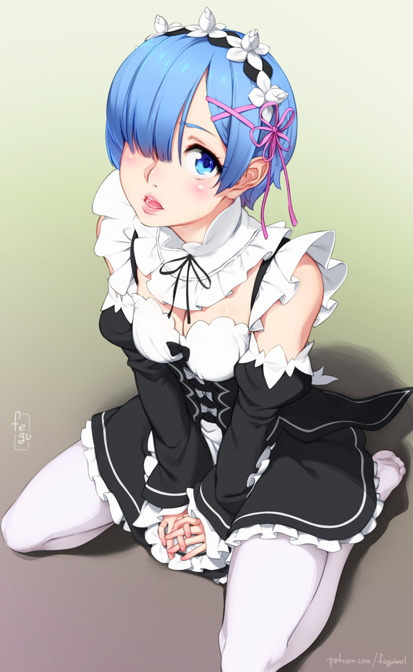 rem (re:zero kara hajimeru isekai seikatsu) drawn by feguimel
