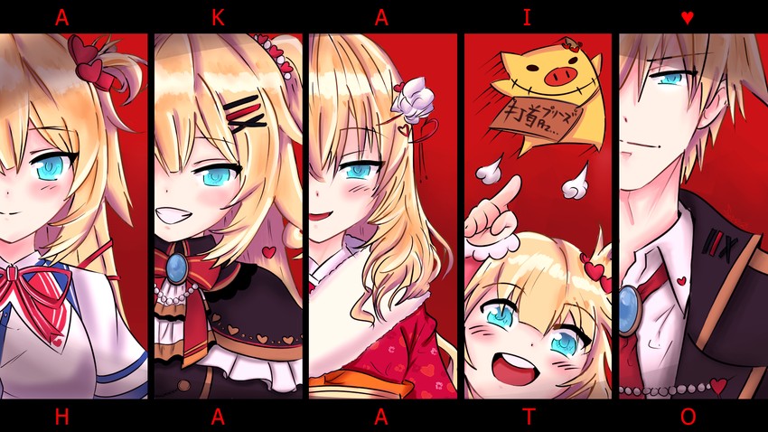 akai haato, haaton, and red-kun (hololive) drawn by icevenger