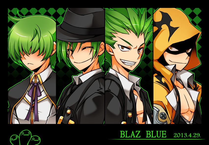 hazama, yuuki terumi, and kazuma kuvaru (blazblue) drawn by puchi-pochi