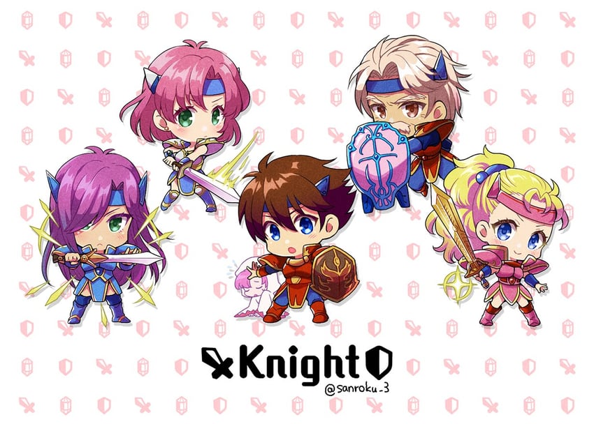 white mage, lenna charlotte tycoon, faris scherwiz, bartz klauser, krile mayer baldesion, and 1 more (final fantasy and 1 more) drawn by sanroku_3