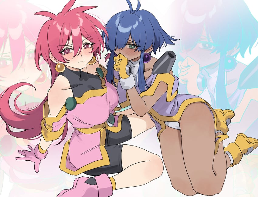 cacao and parfait (vs knight lamune & 40 fire) drawn by aochoku