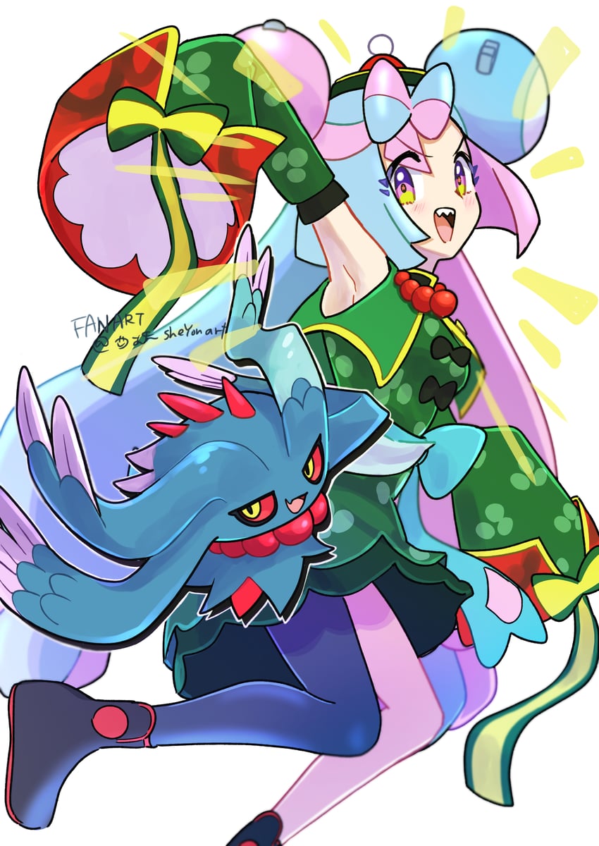 flutter mane and iono (pokemon and 1 more) drawn by sheyona