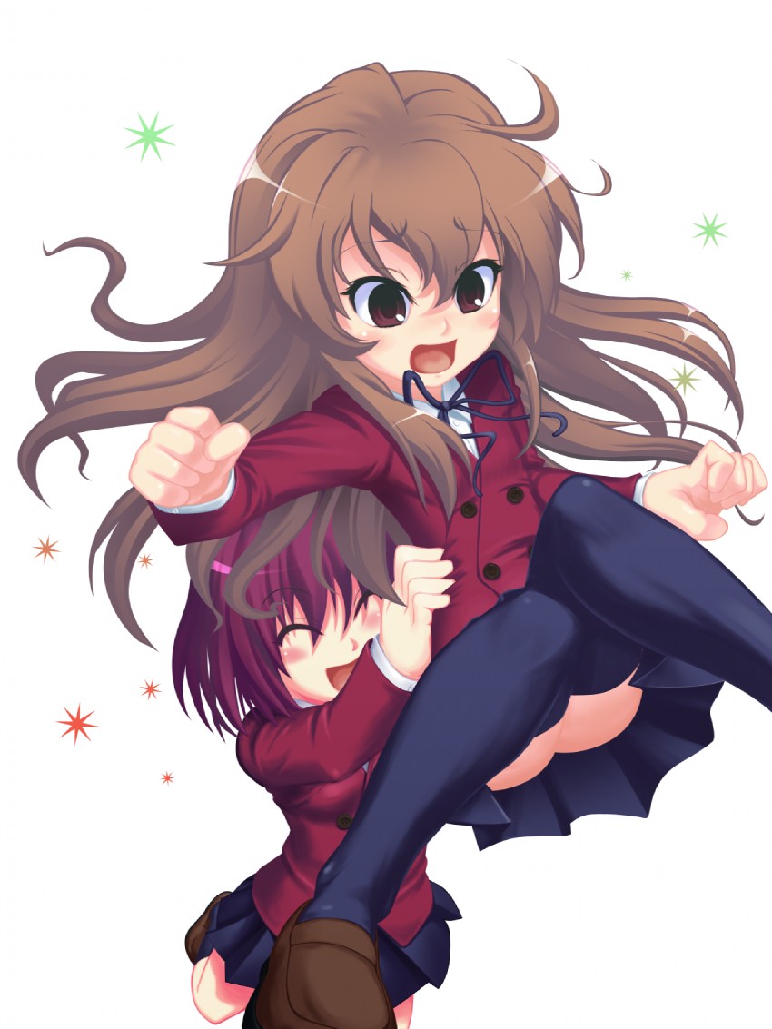 aisaka taiga and kushieda minori (toradora!) drawn by caryo and takeda_yukimura