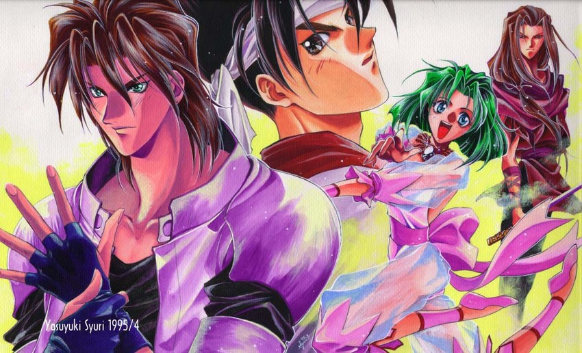 ellis, sho shinjo, kayin amoh, and eiji shinjo (toushinden) drawn by shuri_yasuyuki