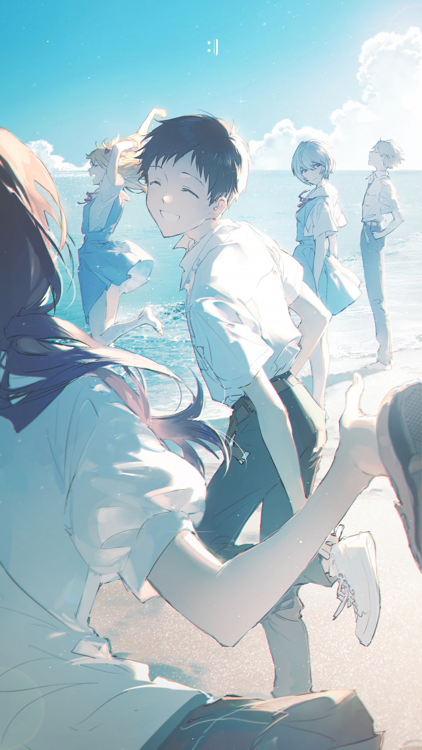 souryuu asuka langley, ayanami rei, ikari shinji, nagisa kaworu, and makinami mari illustrious (neon genesis evangelion and 2 more) drawn by rella