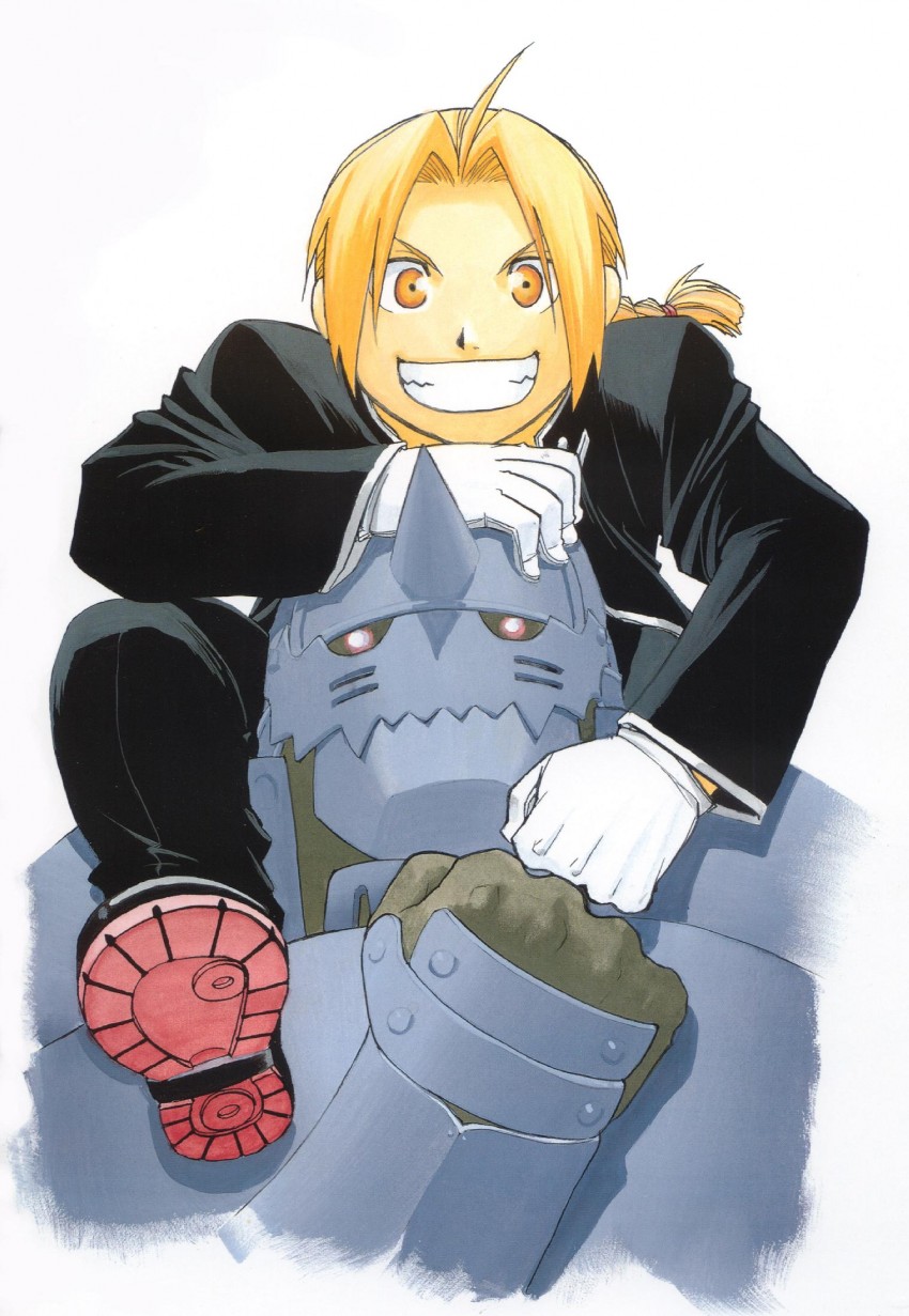 edward elric and alphonse elric (fullmetal alchemist) drawn by arakawa_hiromu