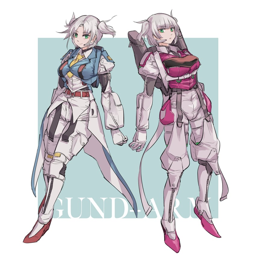 gundam aerial and gundam lfrith (gundam and 1 more) drawn by pondo_(peng-model)