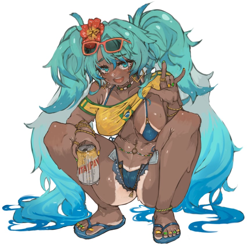 hatsune miku and brazilian miku (vocaloid and 1 more) drawn by rustycork