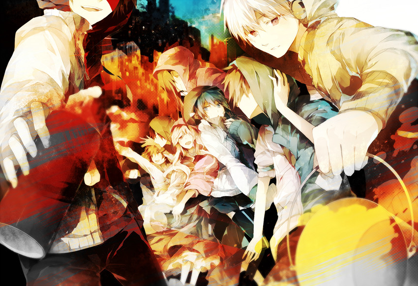 kozakura marry, kisaragi shintarou, kido tsubomi, ene, kano shuuya, and 4 more (kagerou project and 1 more) drawn by aji77