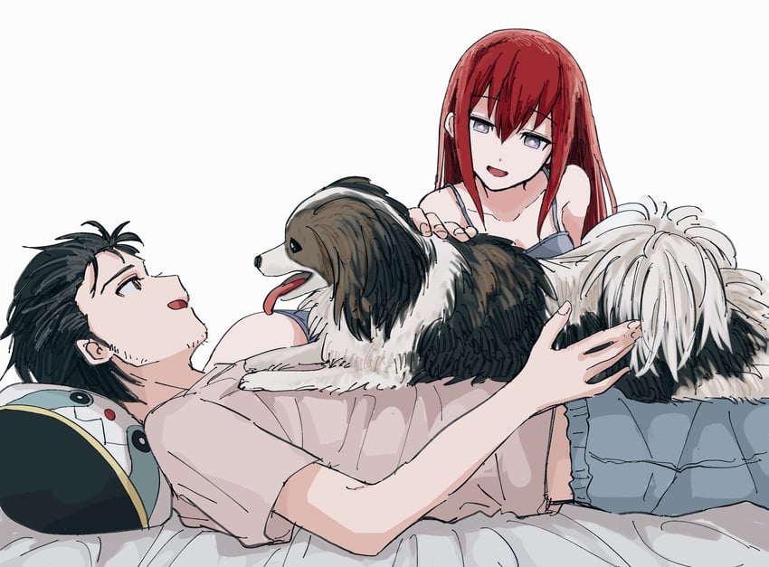 makise kurisu and okabe rintarou (science adventure and 1 more) drawn by suehiroch0