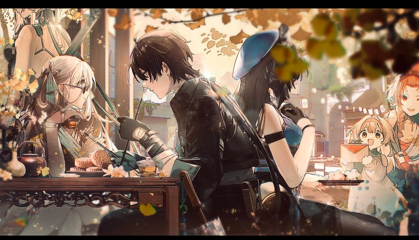 rover, male rover, jinhsi, yangyang, sanhua, and 1 more (wuthering waves) drawn by hollning