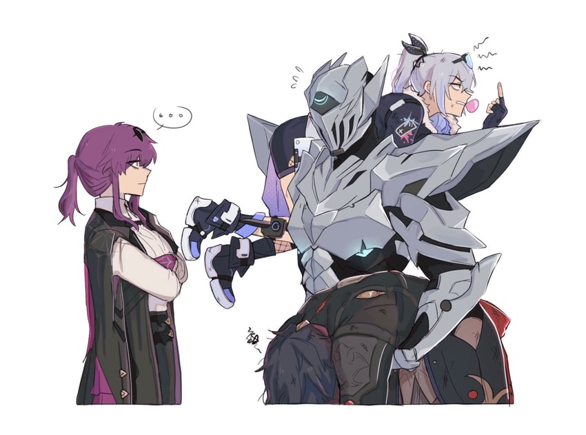 kafka, silver wolf, blade, and sam (honkai and 1 more) drawn by netoii