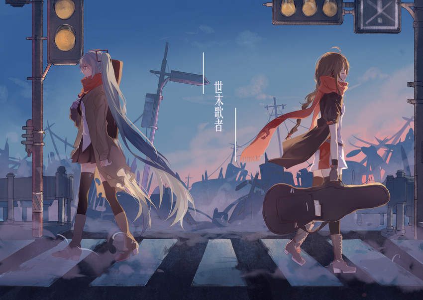 hatsune miku and yuezheng ling (vocaloid and 1 more) drawn by sumery