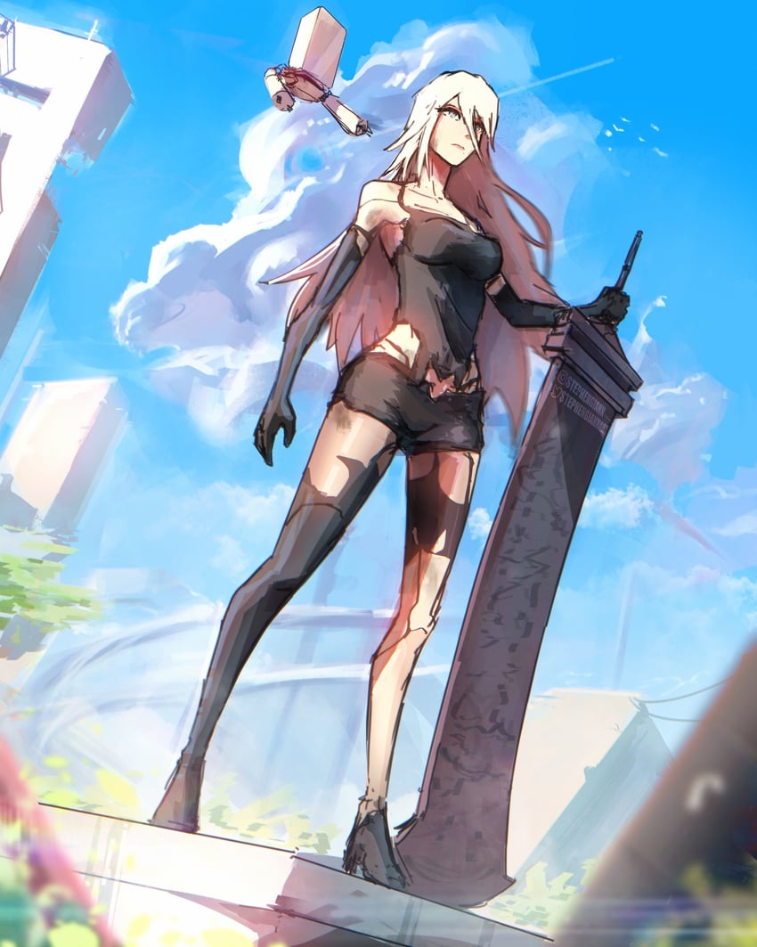 pod and a2 (nier and 1 more) drawn by stephengiannart