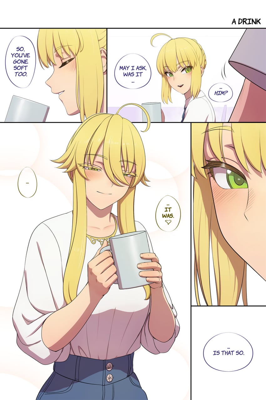 artoria pendragon and saber (fate and 1 more) drawn by lvl_(sentrythe2310)