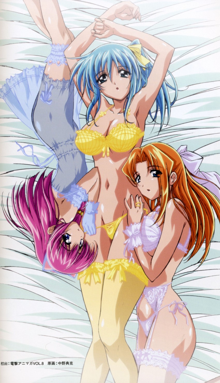 kureha misaki, kotoko 01, and suzanna bluestein (divergence eve) drawn by nakano_norikatsu