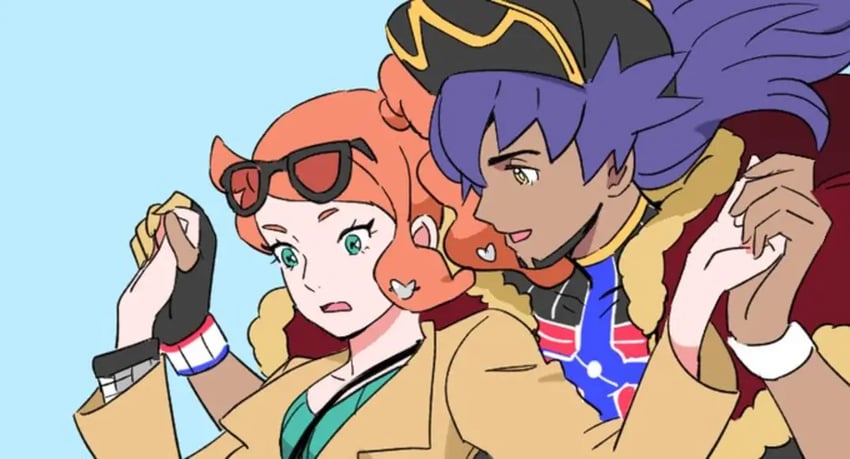 leon and sonia (pokemon and 2 more) drawn by dede_(qwea_00000)