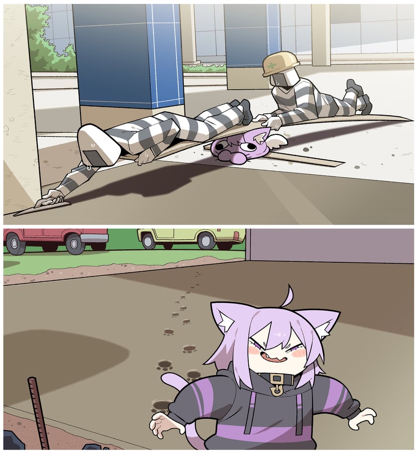 nekomata okayu, onigirya, and okanyan (hololive) drawn by cocomayo29_(tomato)