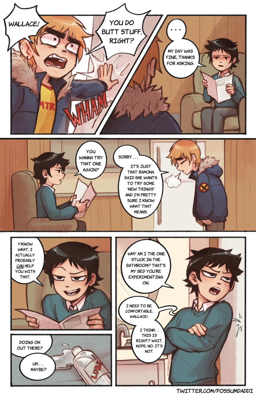 scott pilgrim and wallace wells (scott pilgrim) drawn by possumdaddi