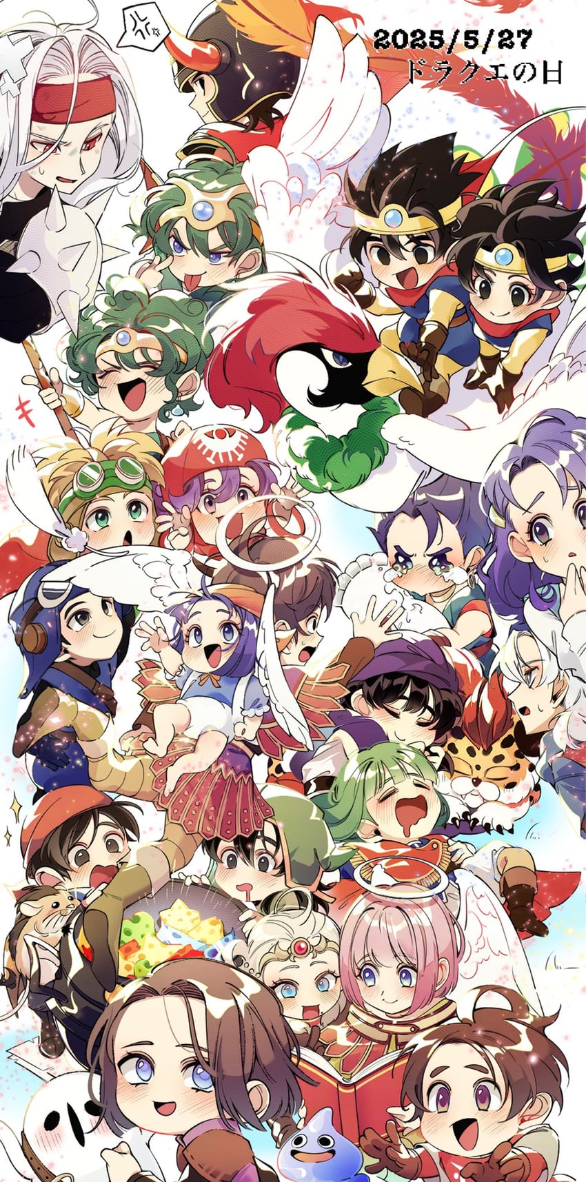 slime, princess of moonbrook, roto, prince of lorasia, prince of samantoria, and 13 more (dragon quest and 11 more) drawn by mamesan_2024