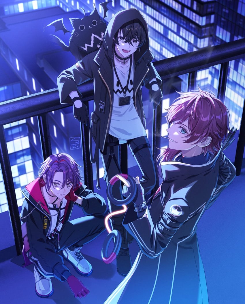 lauren iroas, watarai hibari, and aruse inu (nijisanji and 1 more) drawn by kuroma_(bee)