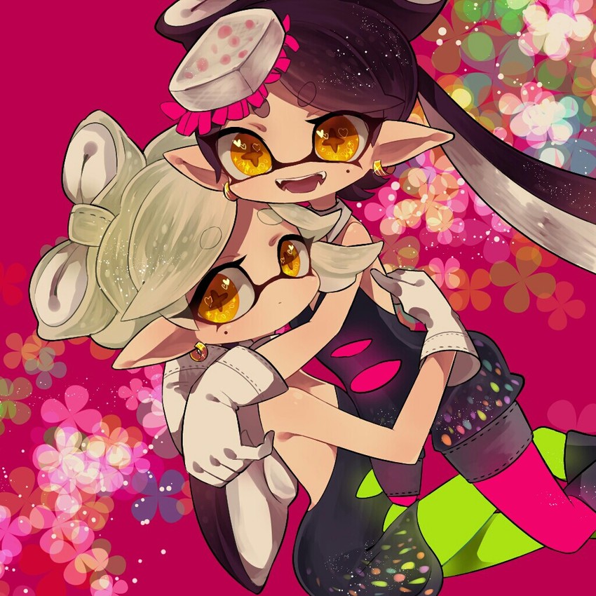 callie and marie (splatoon and 1 more) drawn by beriko_(cr_beriko)