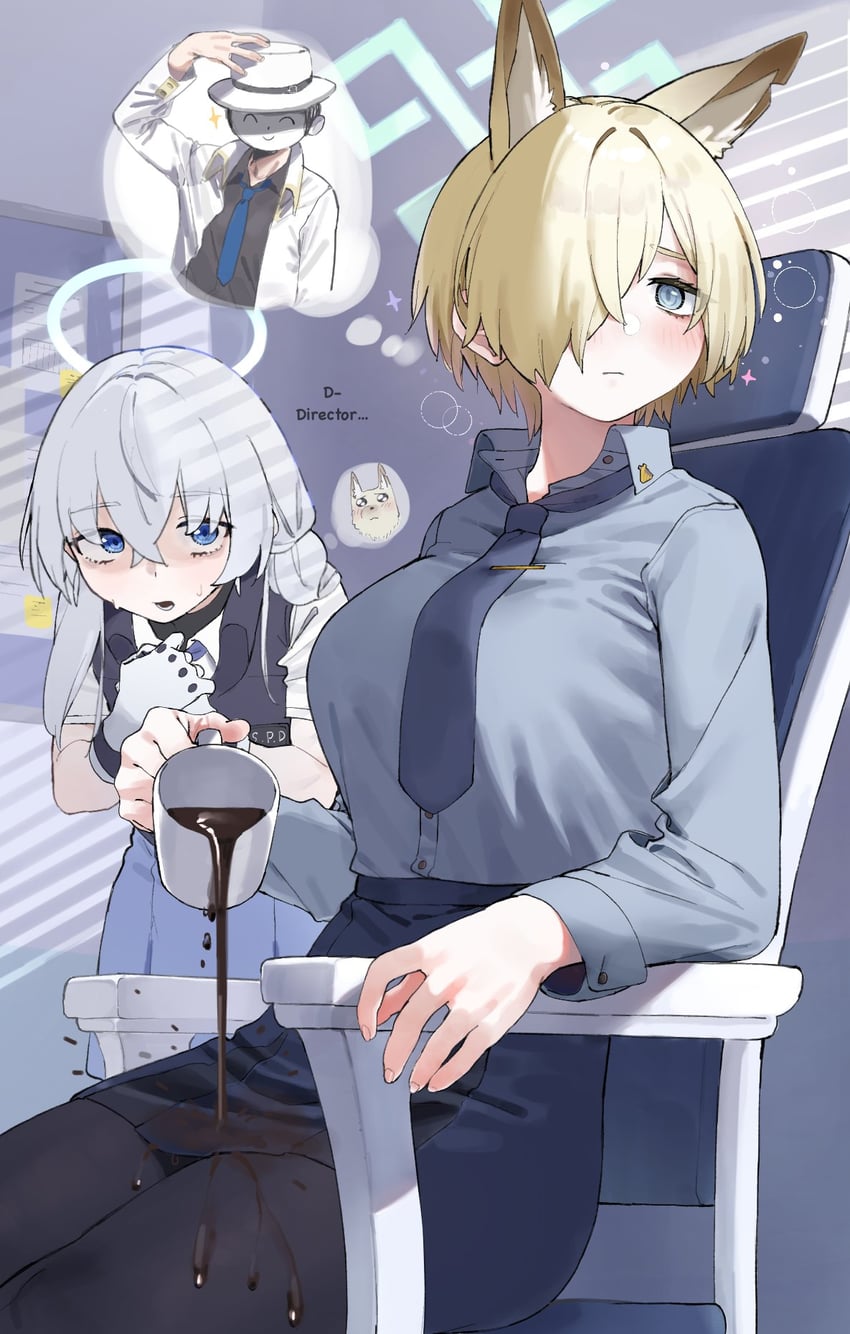 sensei, doodle sensei, kanna, and valkyrie police academy student (blue archive) drawn by lonklink