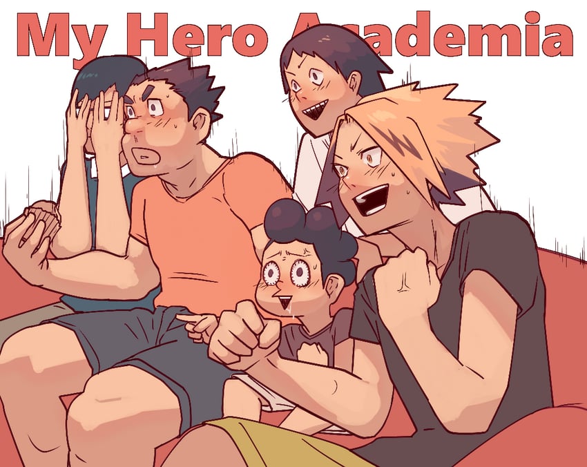 kaminari denki, iida tenya, mineta minoru, sero hanta, and sato rikido (boku no hero academia) drawn by niko_(toitoi210)