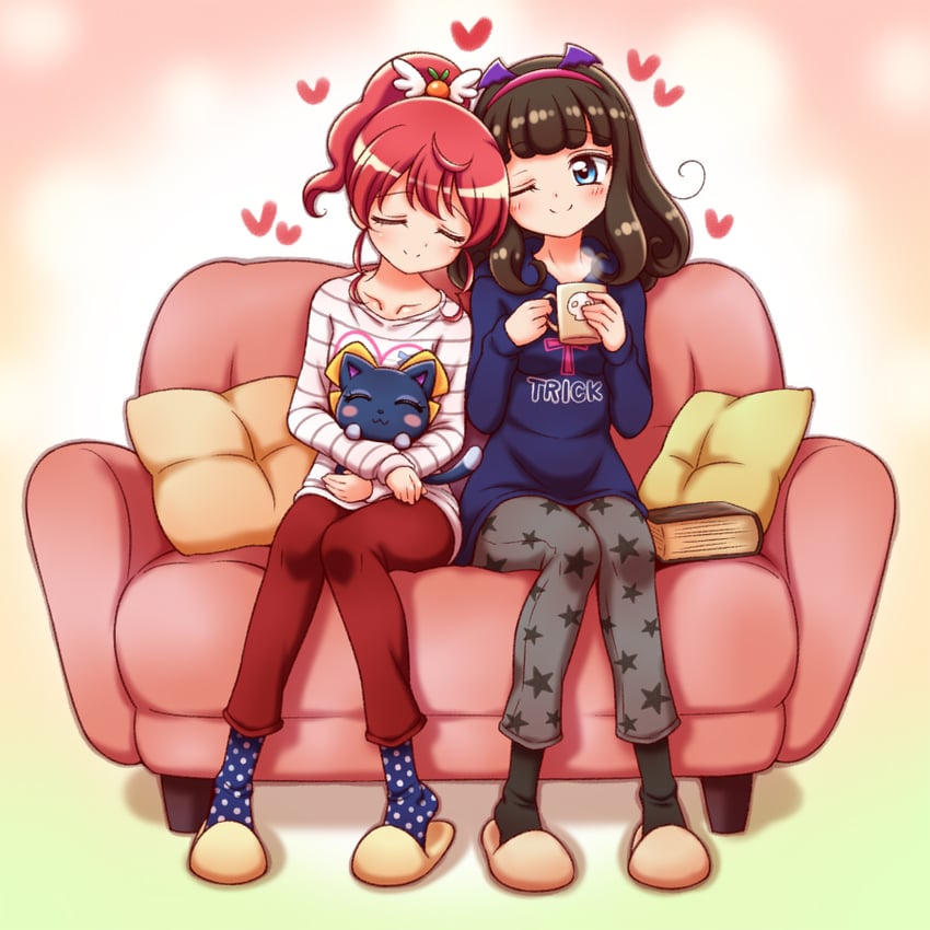 kurosu aroma, shiratama mikan, and neko (pretty series and 1 more) drawn by kuga_yoshito
