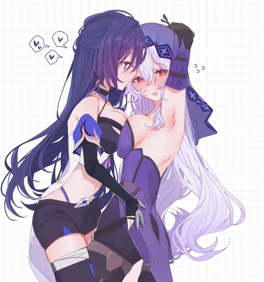 acheron and black swan (honkai and 1 more) drawn by str_kope