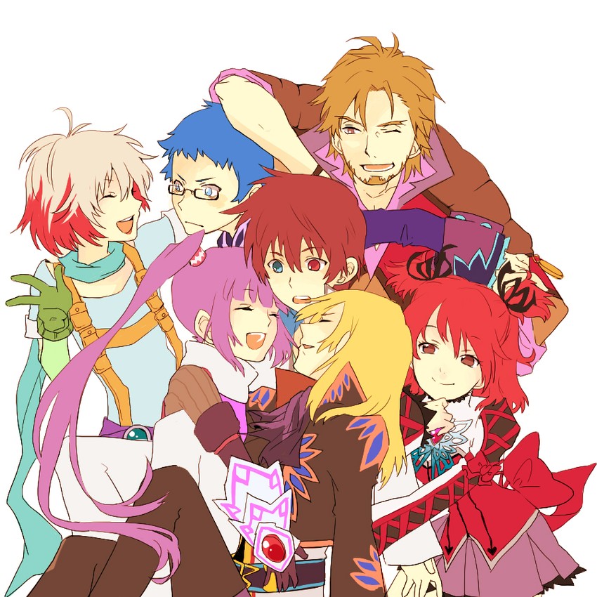 sophie, asbel lhant, cheria barnes, pascal, hubert ozwell, and 2 more (tales of and 1 more) drawn by pi-xi-v