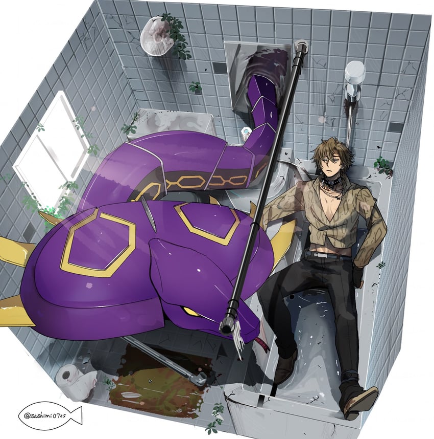 venosnaker and asakura takeshi (kamen rider and 1 more) drawn by 418monami