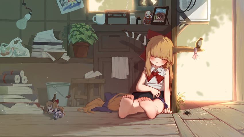 hakurei reimu and ibuki suika (touhou) drawn by rangque_(user_vjjs4748)
