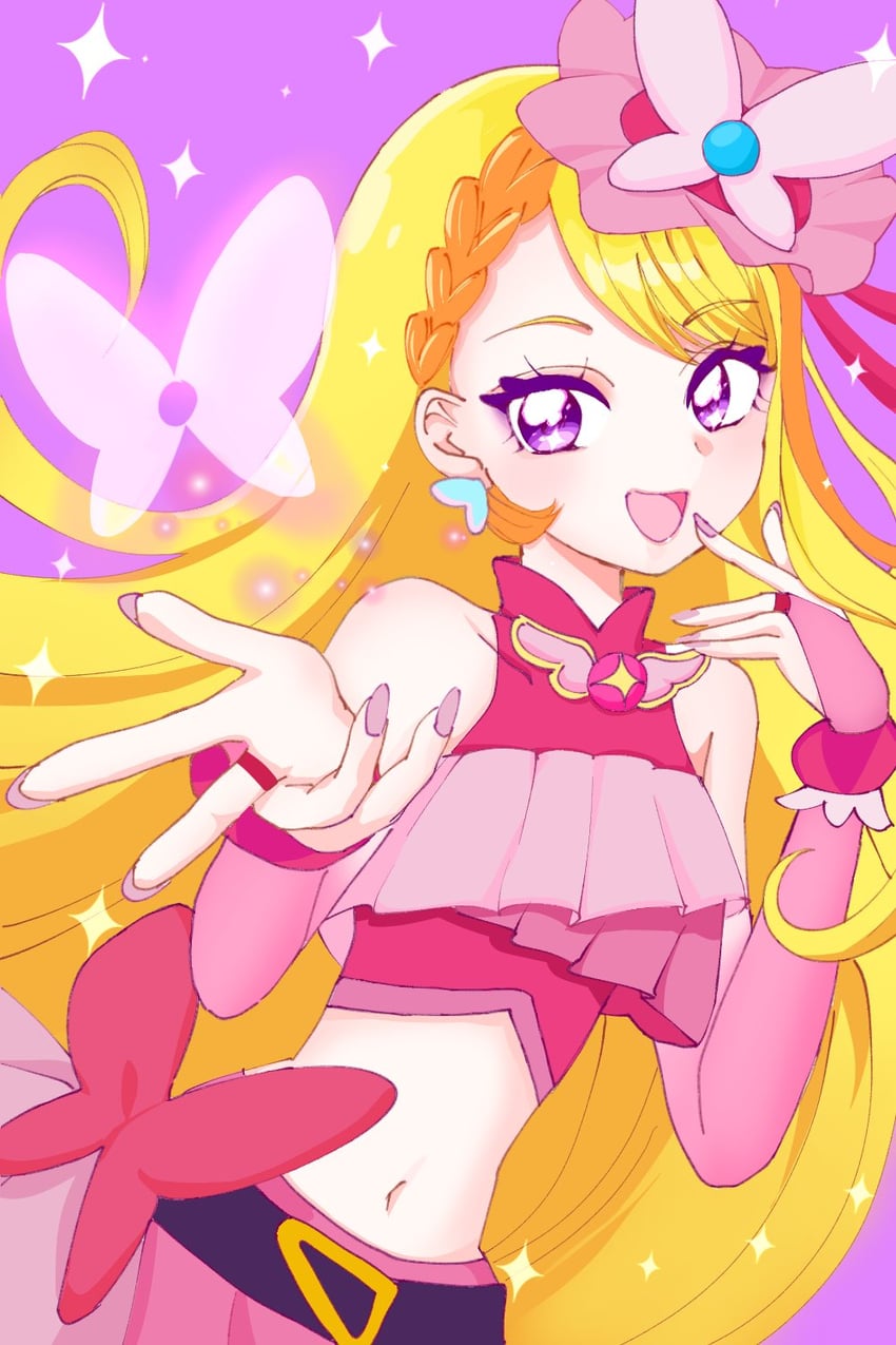 hijiri ageha and cure butterfly (precure and 1 more) drawn by macaron_nhm